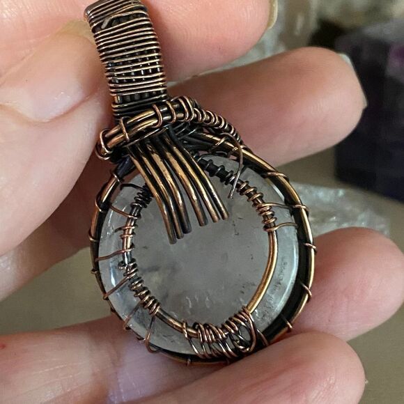 Tree Of Life Clear Quartz Copper Wired Pendant - Picture 5 of 5